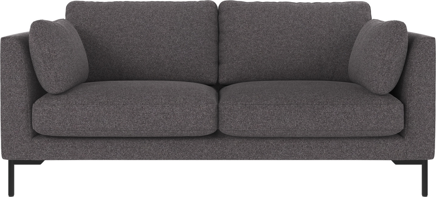 2-personers sofa Rowico Corwin  -  mørkegrå Brenda polyesterstof og sort metalramme