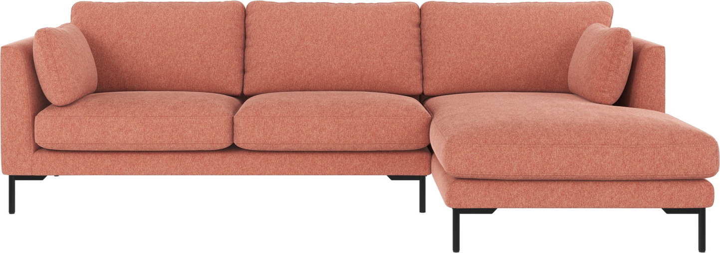 Chaiselongsofa Rowico Corwin højrevendt Brenda rød/sort stof H83ÃB270ÃD160 cm