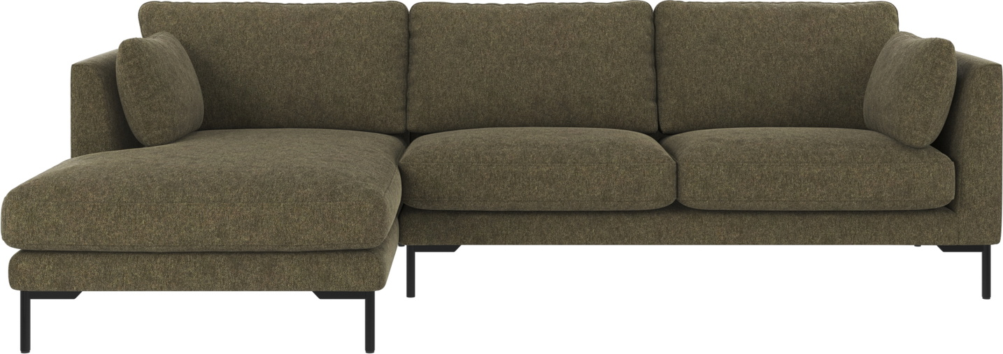 Chaiselongsofa Rowico Corwin venstrevendt Brenda 77 grøn stof sort metalramme skandinavisk design
