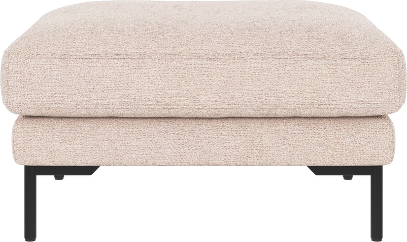 Puf til sofa Rowico Corwin Max lys beige stof med sorte pulverlakerede metalben
