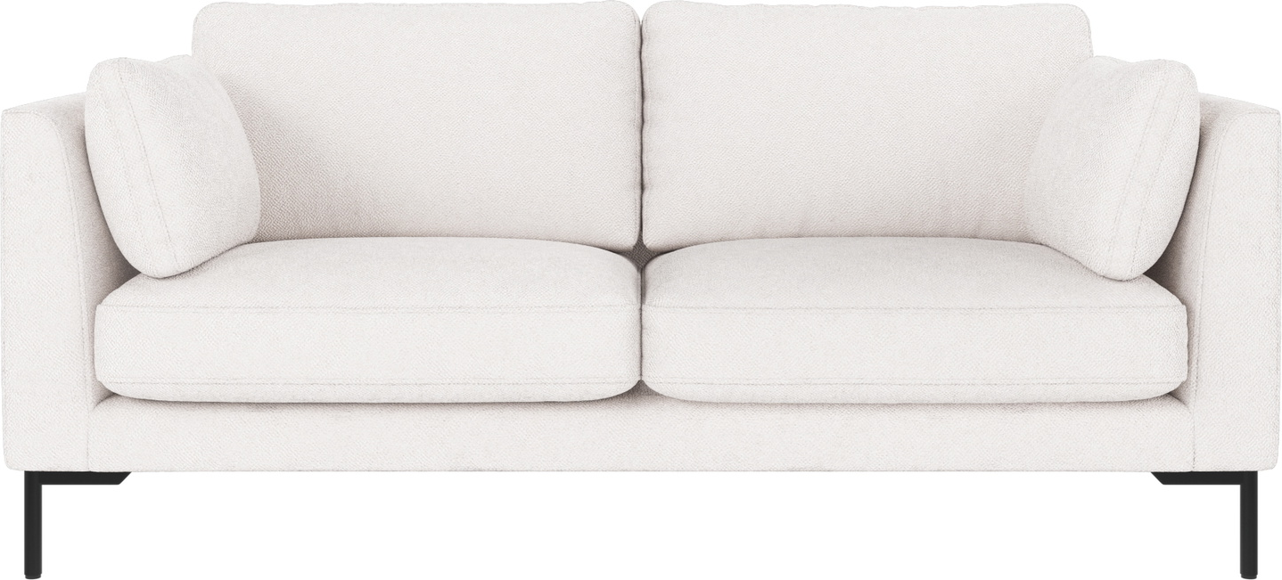 2-personers sofa Rowico Corwin hvidt Bobby-stof med sorte metalben H83xB190xD98 cm