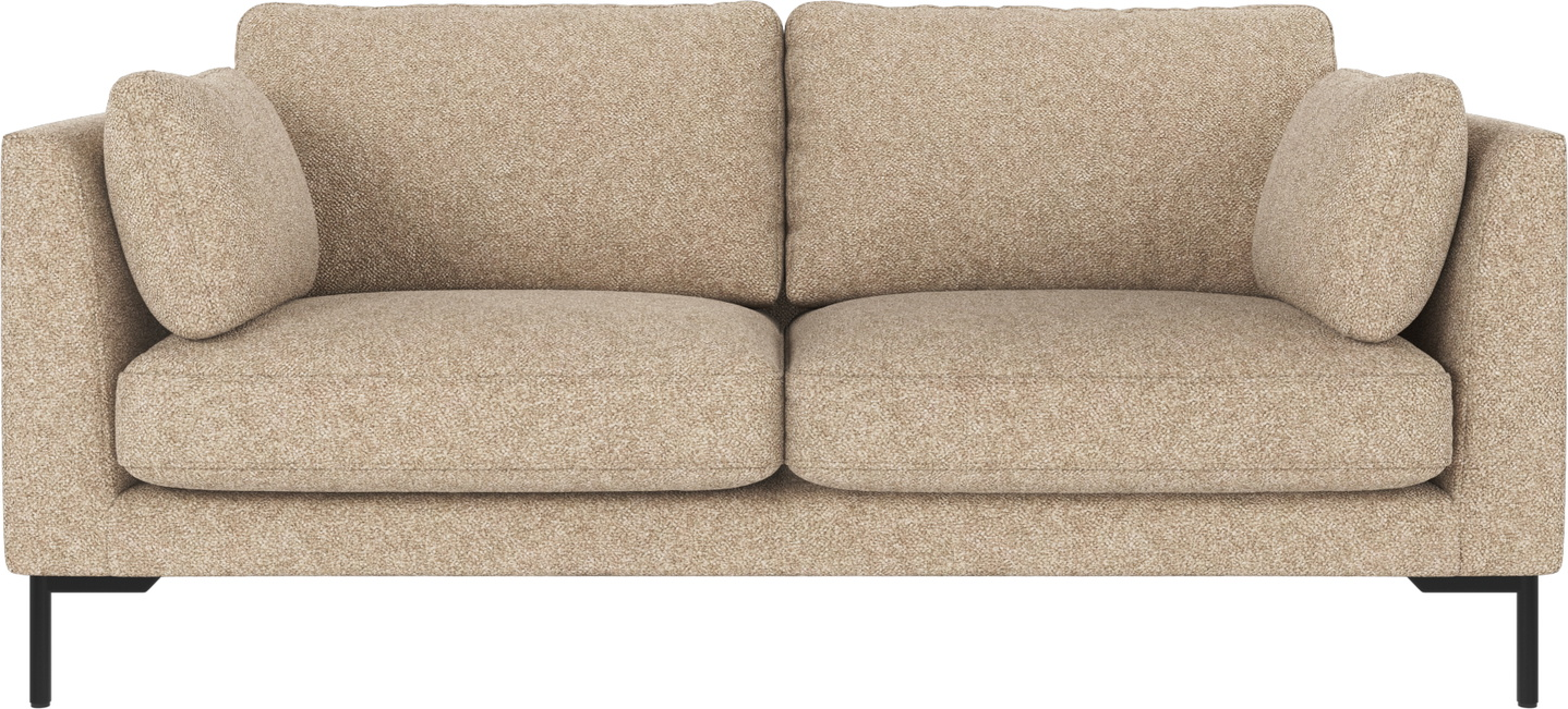 2-personers sofa Rowico Corwin nordisk design beige melange Bobby 2 stof FSCÂ®-mix træ stel sorte metalben