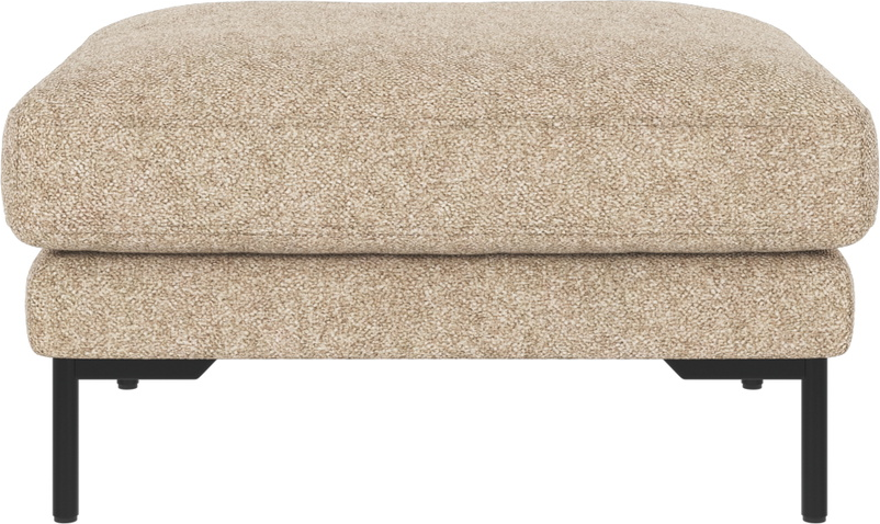 Puf/fodskammel Rowico Corwin beige/sort i Bobby 2 polyester med pulverlakeret metalstel