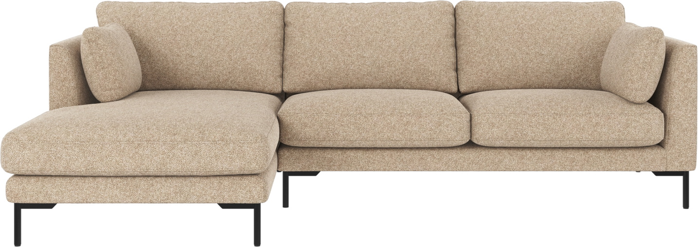 Chaiselongsofa venstrevendt Rowico Corwin beige polyester Bobby 2 270x160 cm sorte ben