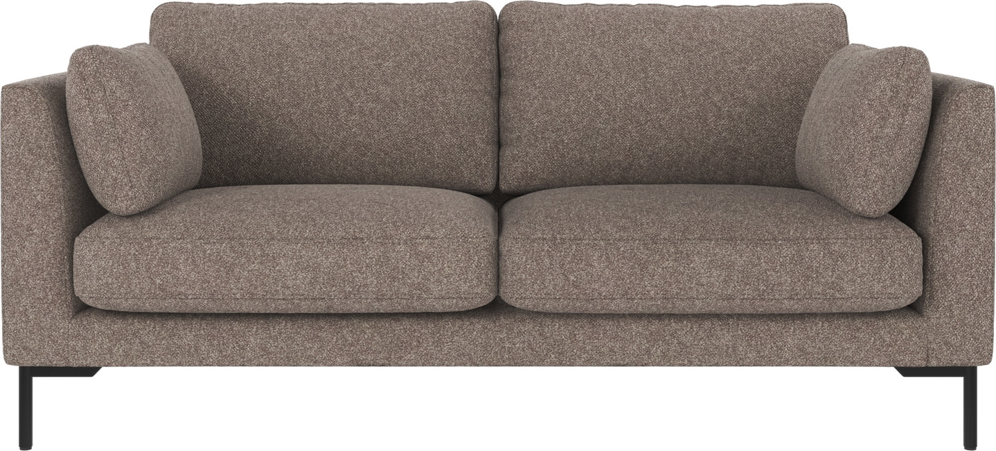 2-personers sofa Rowico Corwin mørk beige med sorte metalben 190 x 98 x 83 cm