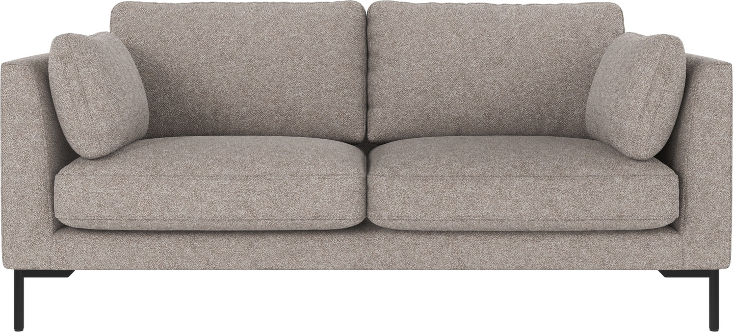 2-personers sofa Rowico Corwin i Bobby gråt polyester med sortlakerede metalben H83 x B190 x D98 cm