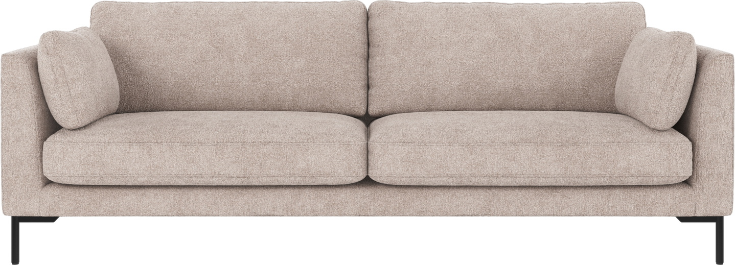 3-personers sofa Rowico Corwin i Greg 17 lysegrå polyester med sorte metalben H83ÃB238ÃD98 cm
