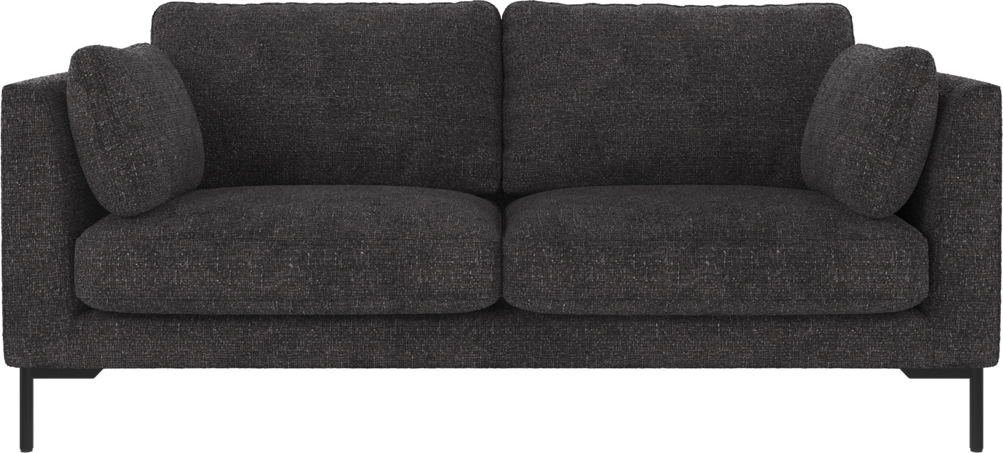 2-personers sofa Rowico Corwin i Robin-stof mørkegrå med sorte metalben B190xD98xH83 cm