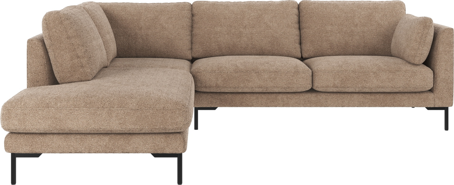 Rowico Corwin venstrevendt hjørnesofa Robin 109 grå-beige 266Ã226 cm med sorte metalben skandinavisk minimalisme