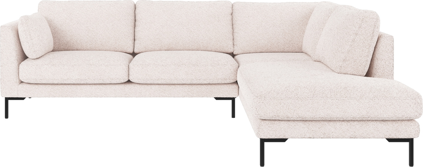 Hjørnesofa Rowico Corwin højrevendt hvidt Anna 1 stof sorte ben H83xB266xD226 cm