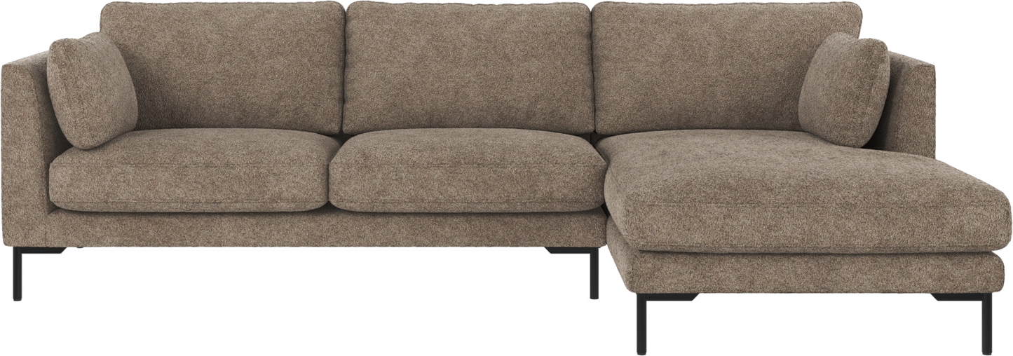 Chaiselongsofa Rowico Corwin højrevendt mørk beige Anna 6-stof massivtræ FSCÂ® stel