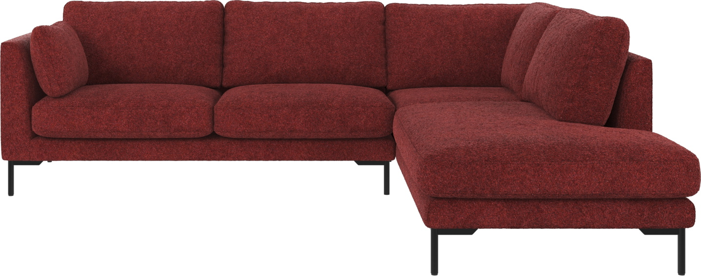 Højrevendt hjørnesofa Rowico Corwin Anna 8 rød polyester med sorte metalben 83Ã266Ã226 cm