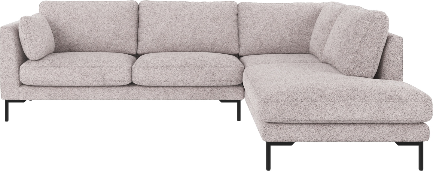 Rowico Corwin Hjørnesofa Højrevendt Lysegrå Anna Polyesterstof 266x226 cm Sorte Metalben