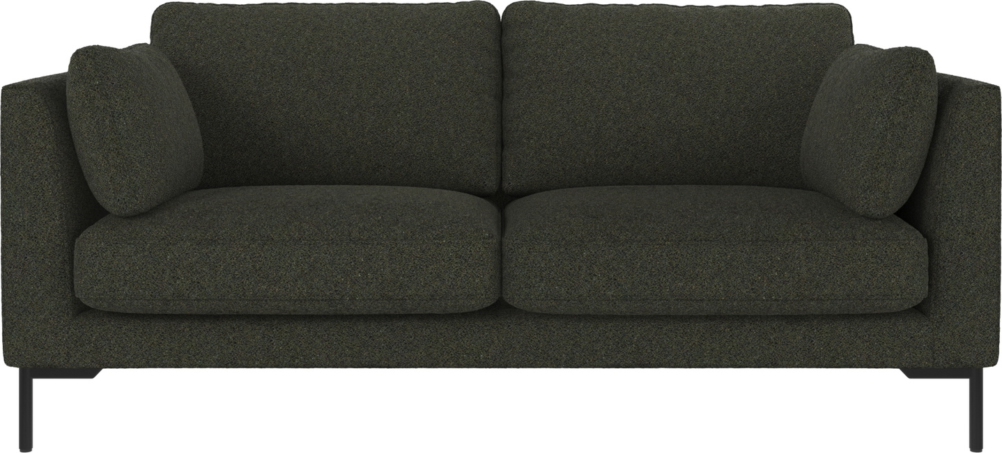 2-personers sofa Rowico Corwin i dybgrøn Alice 162 med sortlakerede metalben 190x98 cm