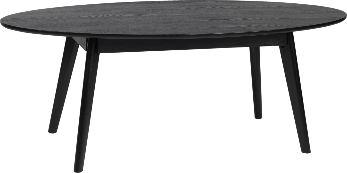 Sofabord Rowico Yumi oval sort lakeret askfiner & massivt gummitræ 130Ã65Ã48 cm