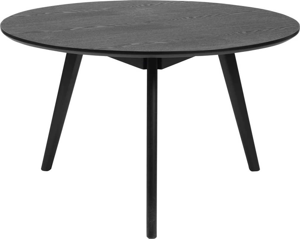 Sofabord Rowico Yumi rundt Ø90 x H53 cm sort lakeret MDF med askefiner skandinavisk design