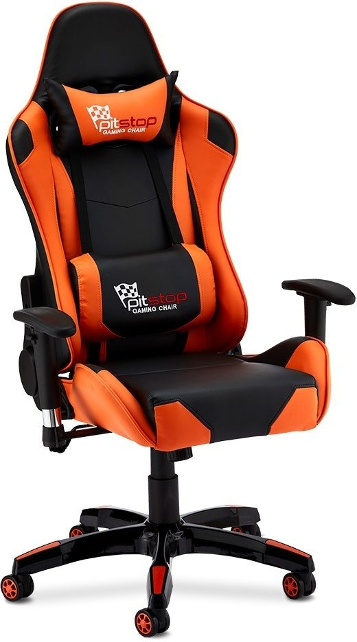 Kontorstol Raymond & Hallmark Overpass, orange PU-læder, ergonomisk arbejdsstol, H127ÃB66ÃL65 cm