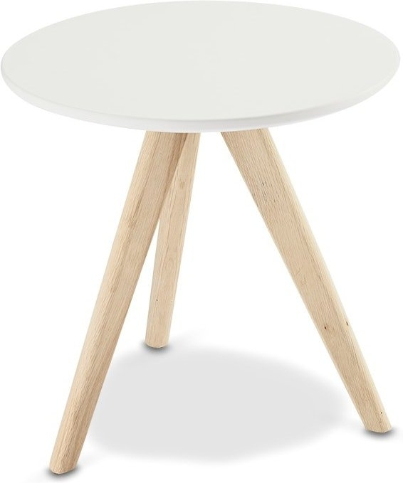Sofabord/sidebord Raymond & Hallmark Lane - rund hvid/natur træ/MDF minimalistisk Ø40 cm