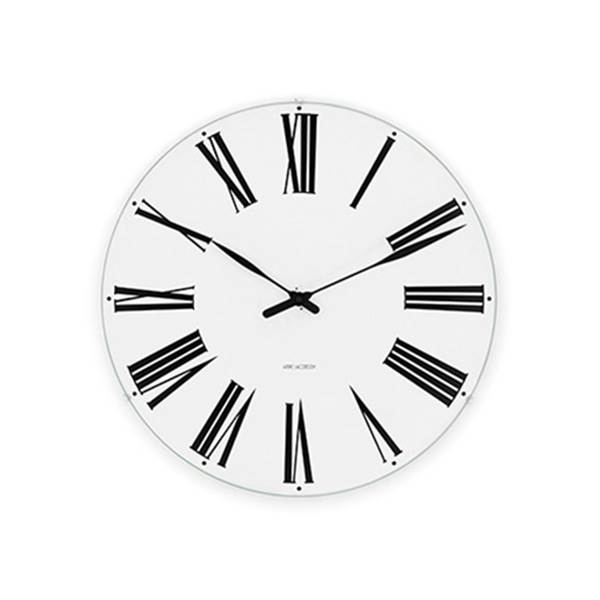 Arne Jacobsen Roman Vægur - Ø:21 cm - Hvid/sort  : Erling Christensen Møbler