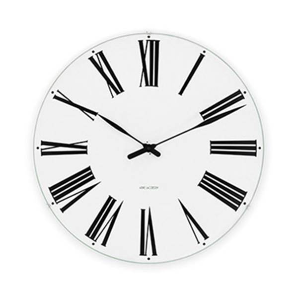 Arne Jacobsen Roman Vægur - Ø:29 cm - Hvid/sort  : Erling Christensen Møbler