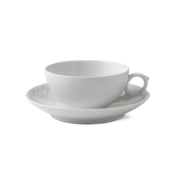 Royal Copenhagen Hvid Halvblonde kop med underkop - 20 cl  : Erling Christensen Møbler