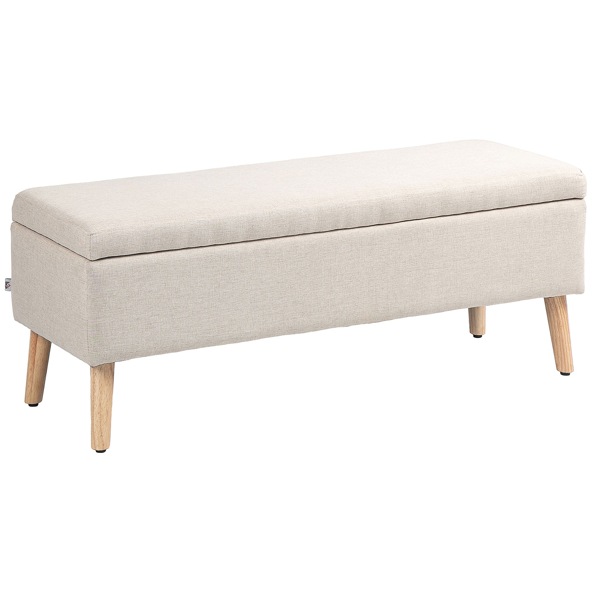 Opbevaringsbænk, op til 220 kg, linnedlook, 110x39x45 cm, beige