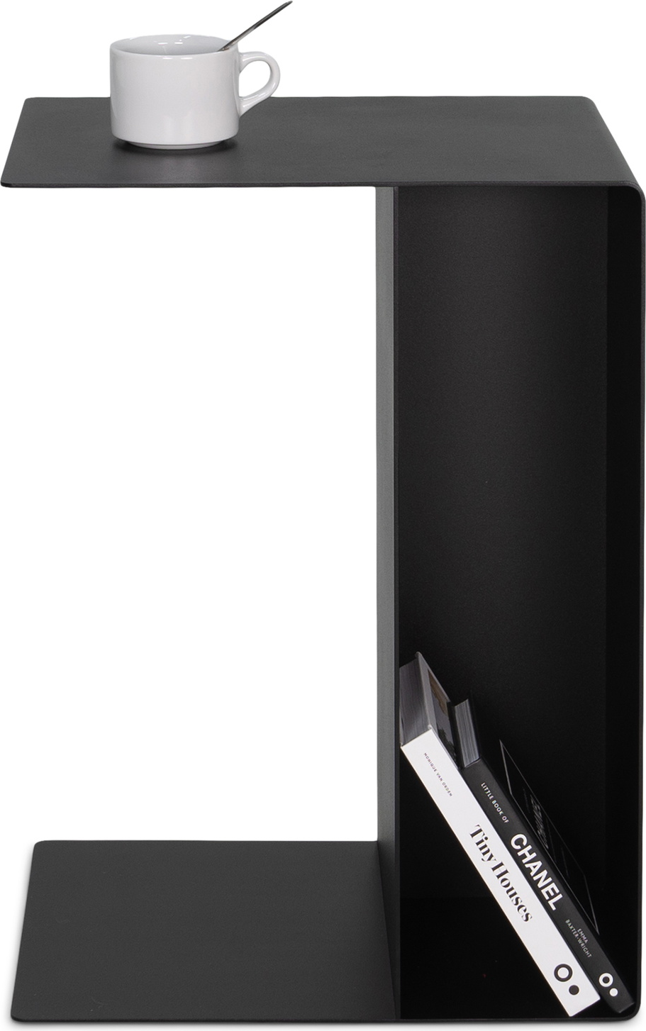 Udendørs sidebord Spinder Design Slide sort stål med åben hylde H54ÃB30ÃD40 cm