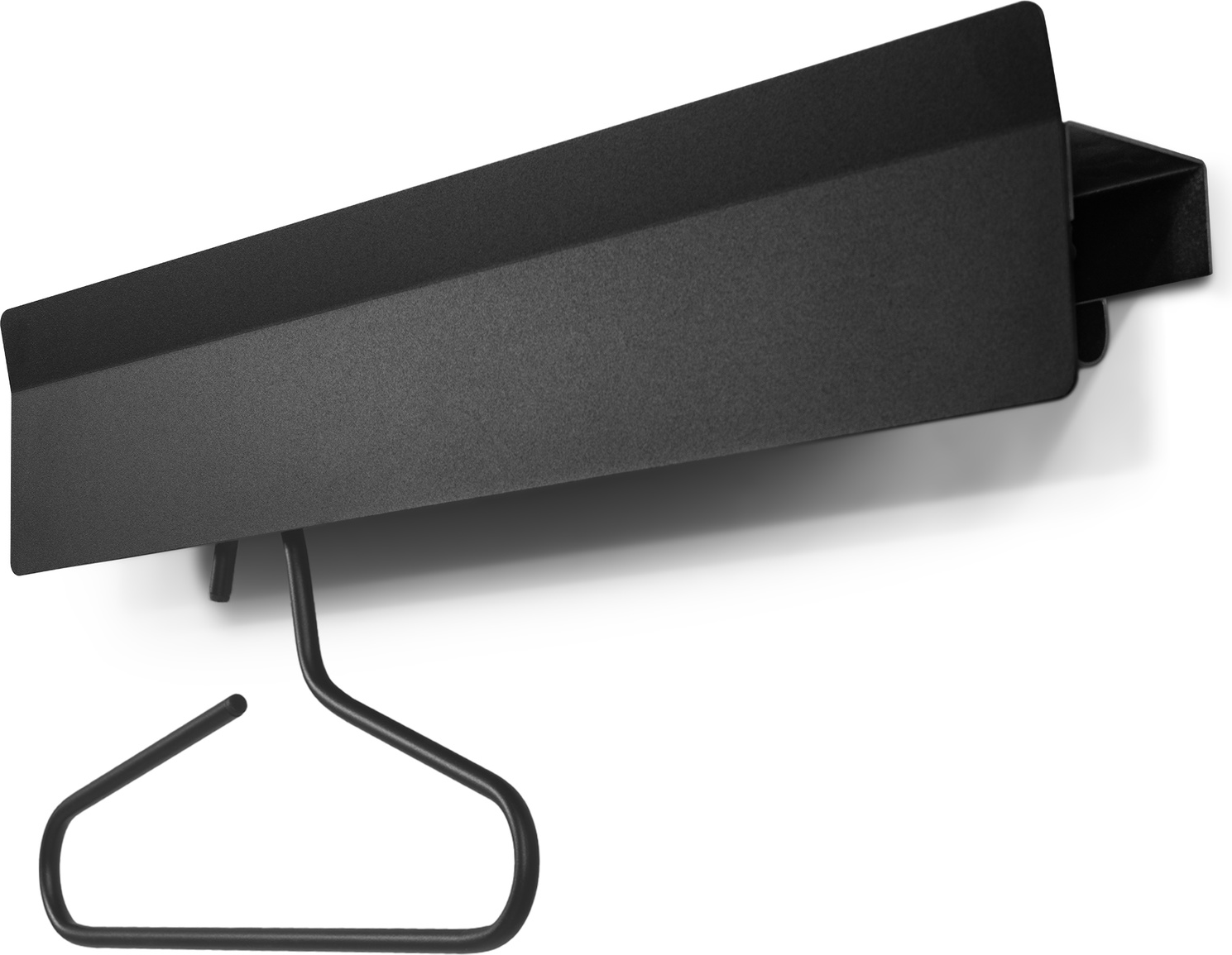 Entréknagerække Spinder Design Vigilo i mat sort stål med hylde og 8 kroge, 77 cm