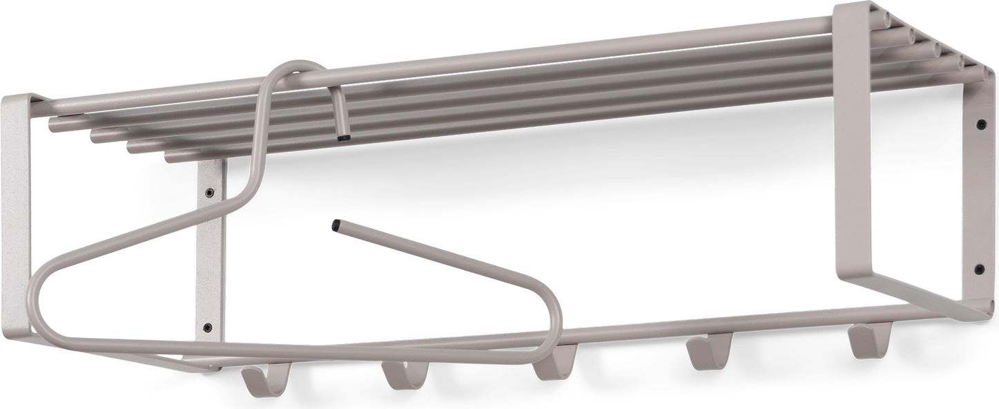 Knagerække og hattehylde Spinder Design Rex taupe stål 70 cm med 5 kroge