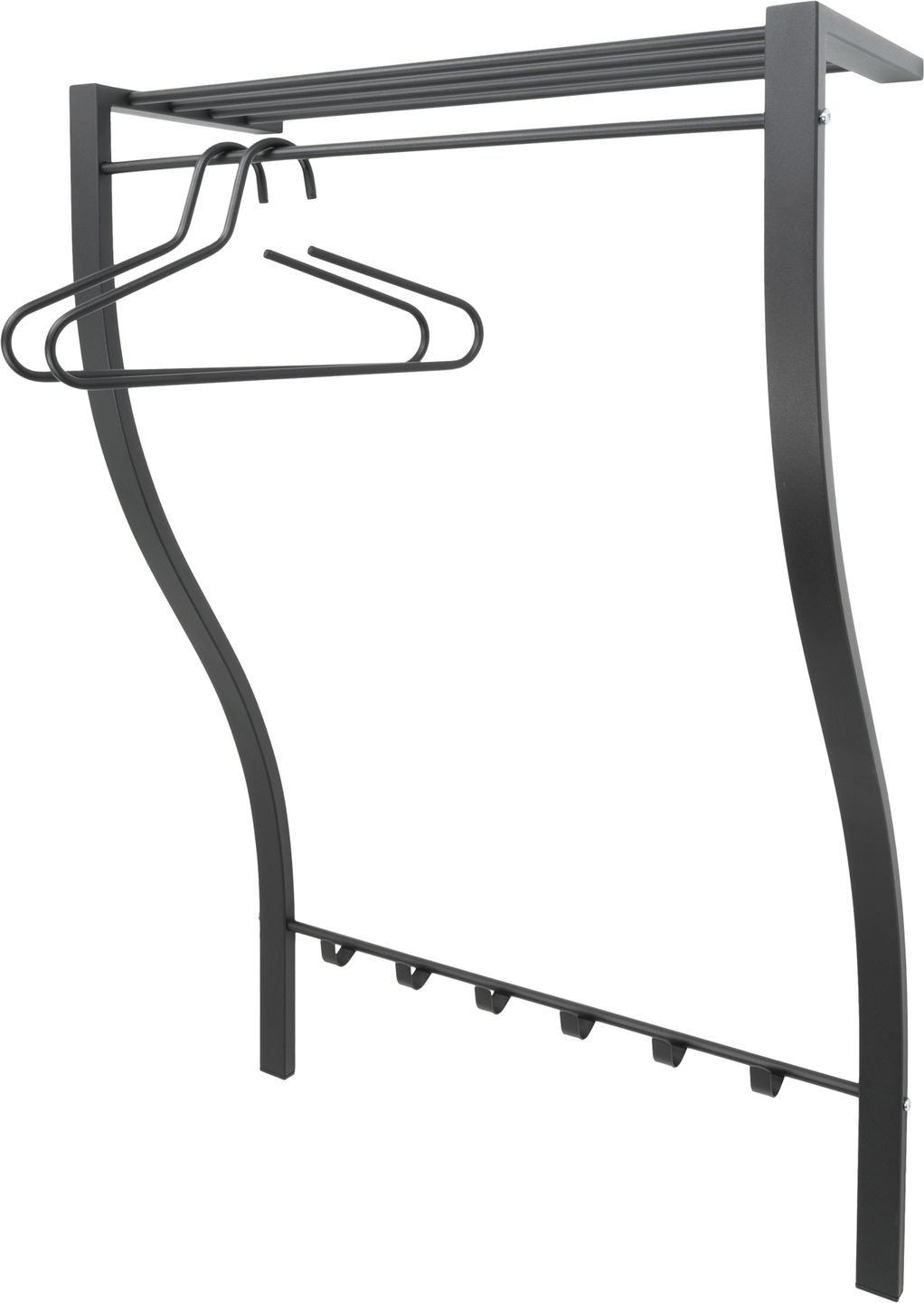 Knagerække og Hattehylde Spinder Design Carve i Sort Stål H113 x B75 x D29 cm