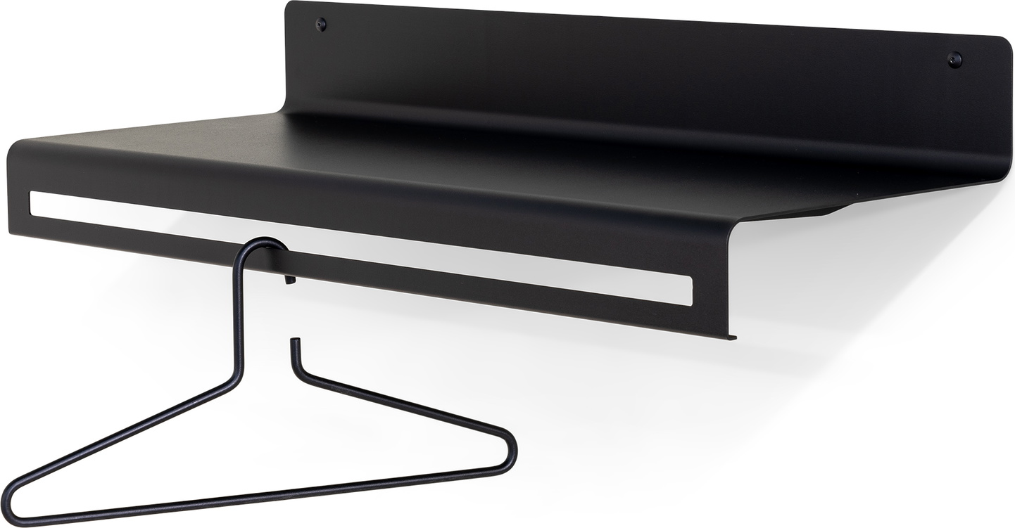 Knagerække og hylde Spinder Design Sway mat sort pulverlakeret stål 78Ã30 cm
