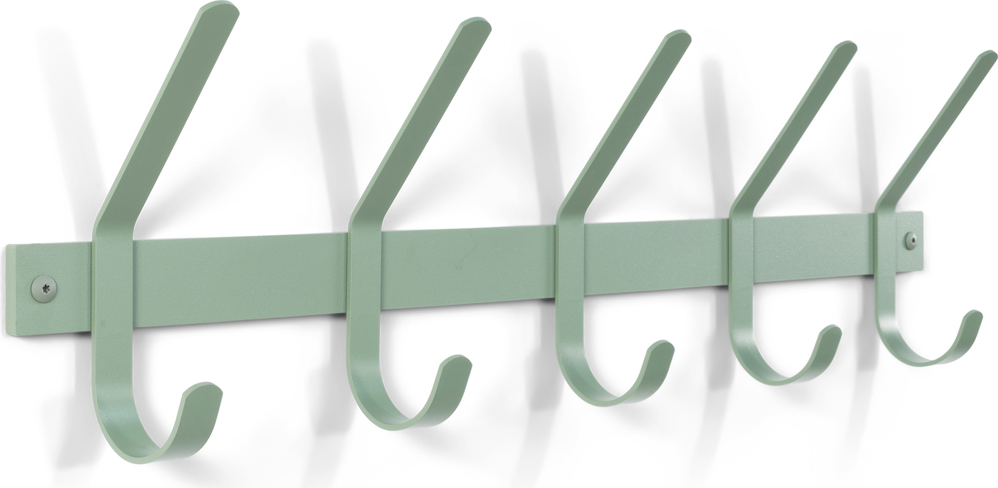 Knagerække Spinder Design Dexter, støvet grøn stål, 21x70x8,2 cm