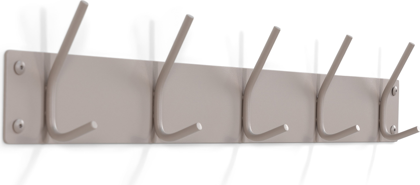 Spinder Design knagerække Fusion med 5 dobbelte kroge i pulverlakeret stål taupe 12Ã70Ã6 cm