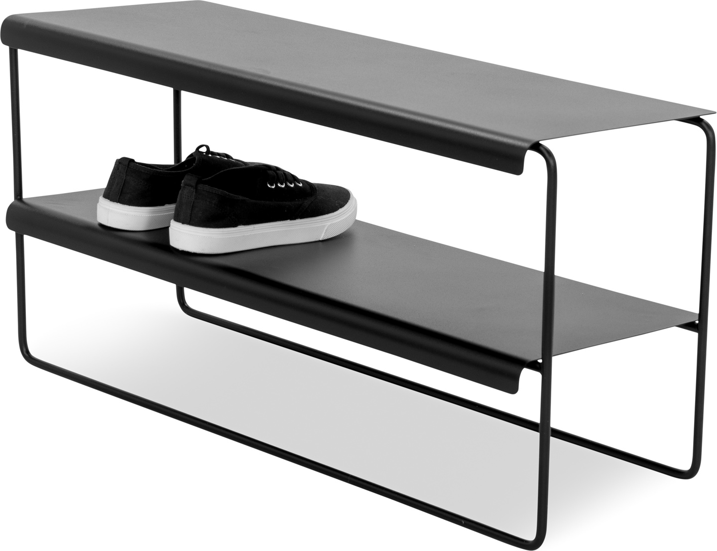 Skoreol Spinder Design Nivo sort stål fritstående 2 hylder til 6 par sko B73 x D28 x H38,5 cm