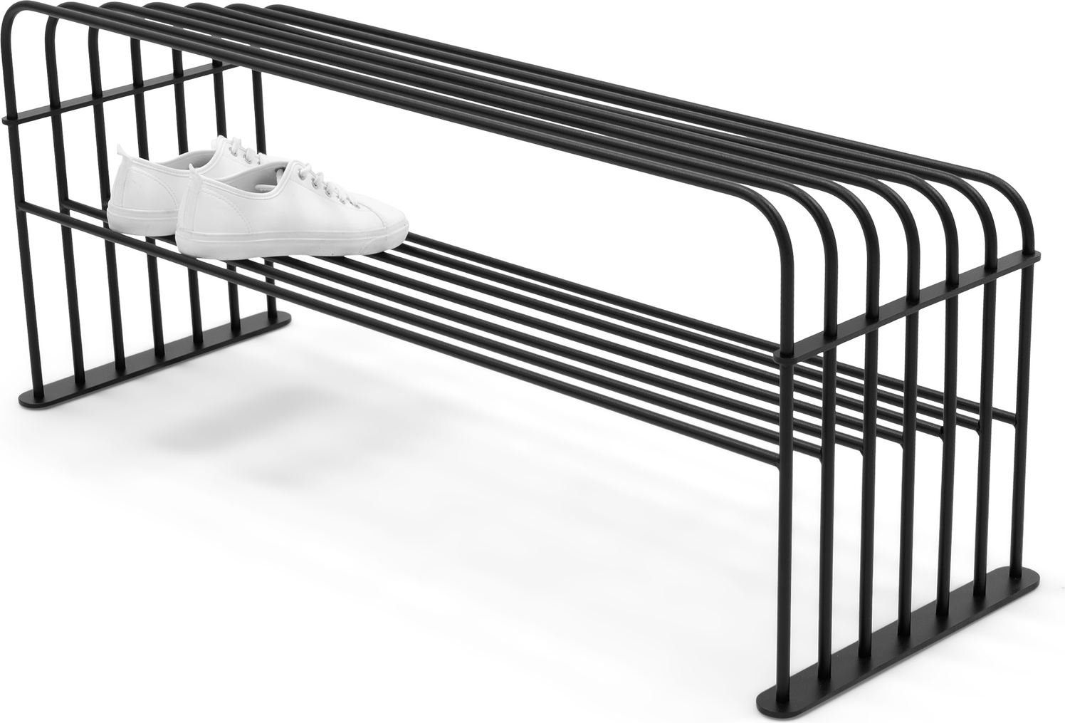 Skoreol Spinder Design Grid i sort pulverlakeret stål, 2 hylder  -  pladsbesparende H40,5ÃB100ÃD34 cm