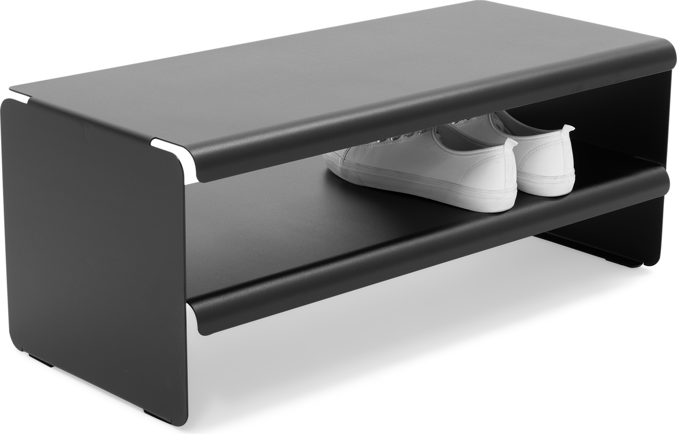 Skoreol/skohylde Spinder Design Linea  -  sort pulverlakeret stål, 2 hylder, kompakt 28Ã71,5Ã31 cm