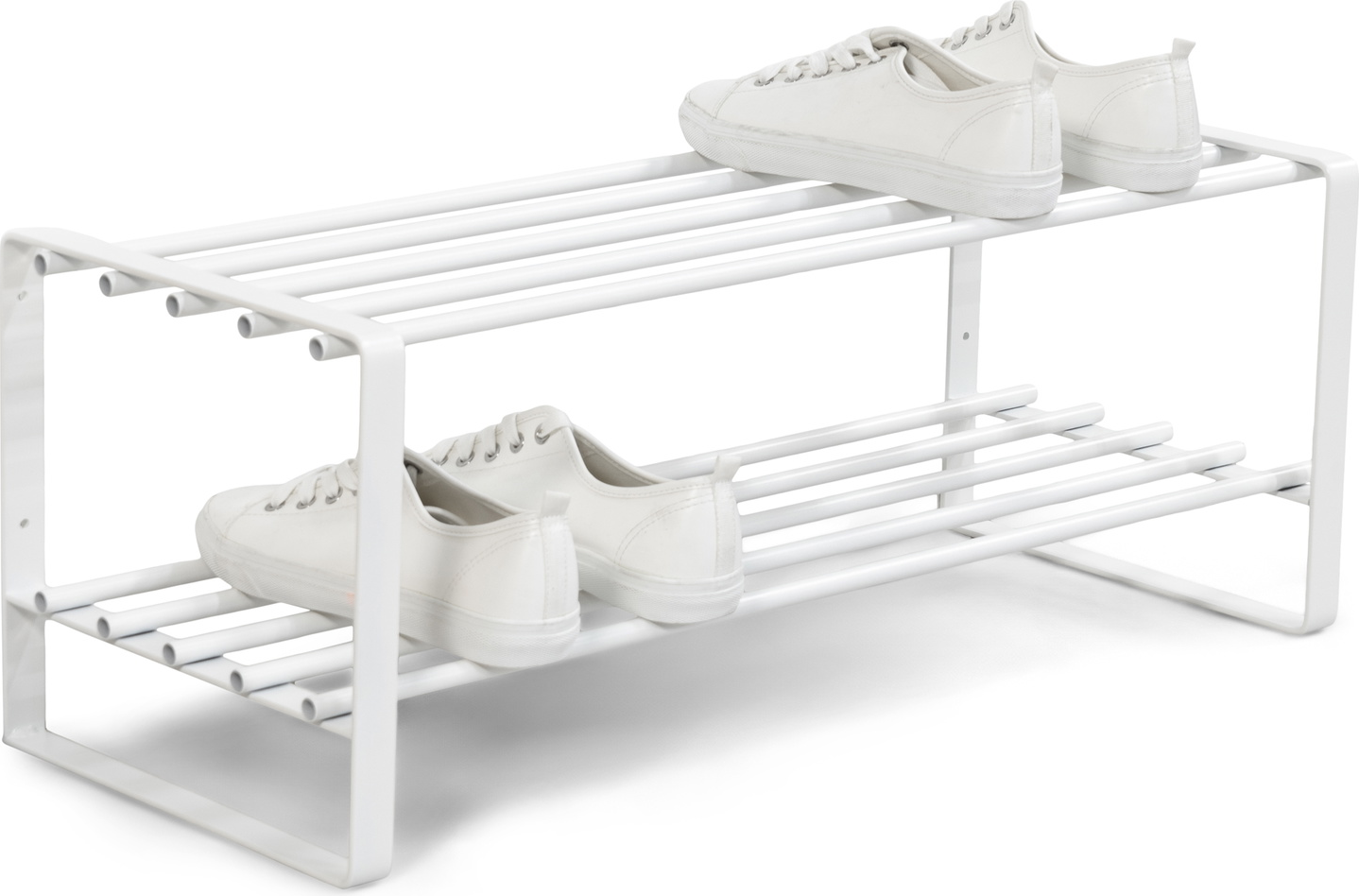 Skohylde Spinder Design Rex væghængt i hvidt stål H29xB70xD27 cm  -  plads til 6 par sko