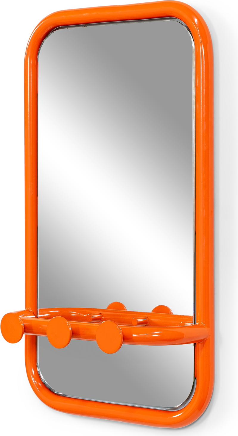 Vægspejl Spinder Design Retro orange med 3 kroge i stålramme H60ÃB35ÃD11 cm