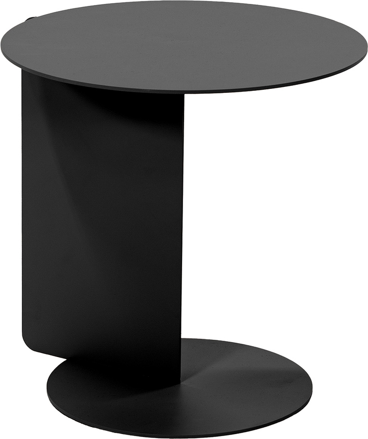 Udendørs sidebord Spinder Design Salsa sort pulverlakeret stål Ø40 cm med ekstra hylde