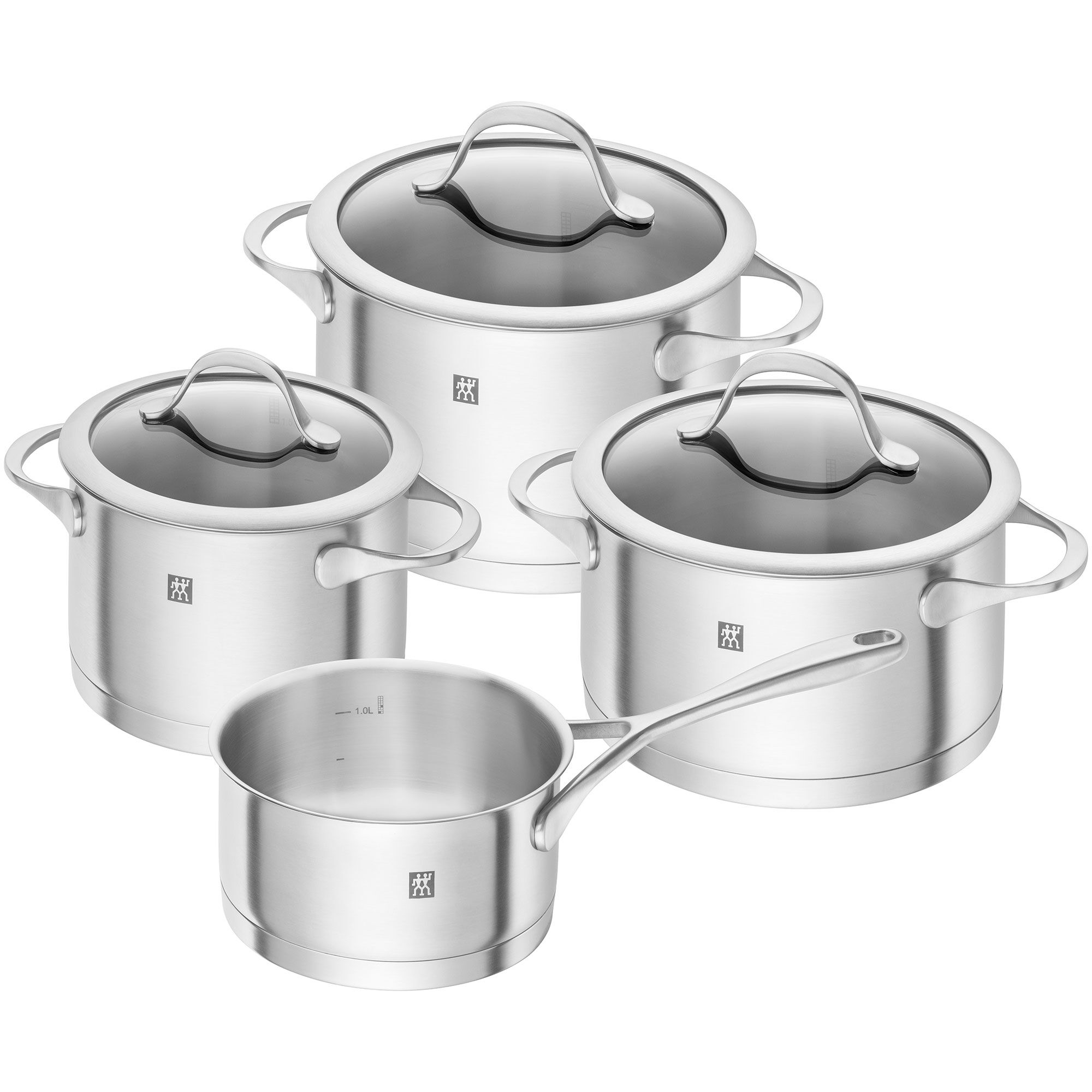 Zwilling Essence gryde- og kasserollesæt, 4 dele + 3 låg, rustfrit stål
