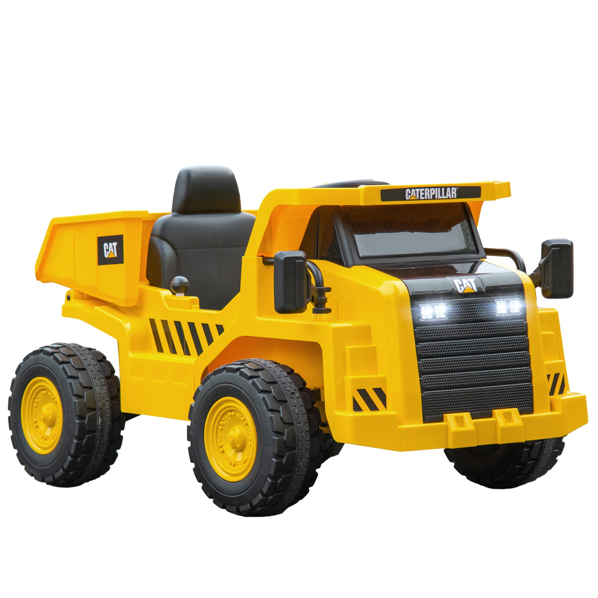 Elektrisk børnegraver, Caterpillar tipvogn, 3-5 km/t, med fjernbetjening, alder 3-6, gul