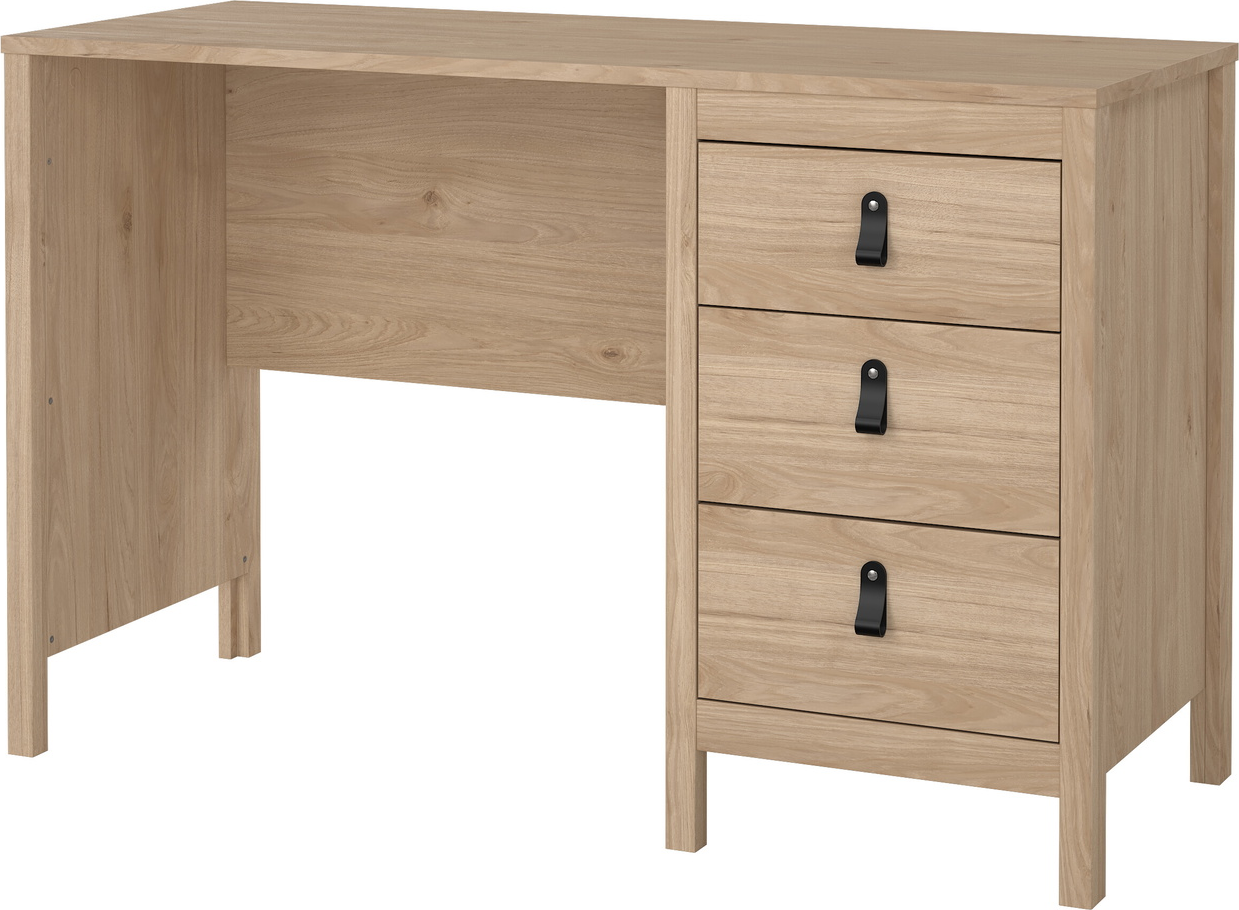 Skrivebord Vesterholm Lunor  -  3 skuffer, Jackson Hickory, FSC-certificeret, kompakt 120Ã48 cm, dansk design