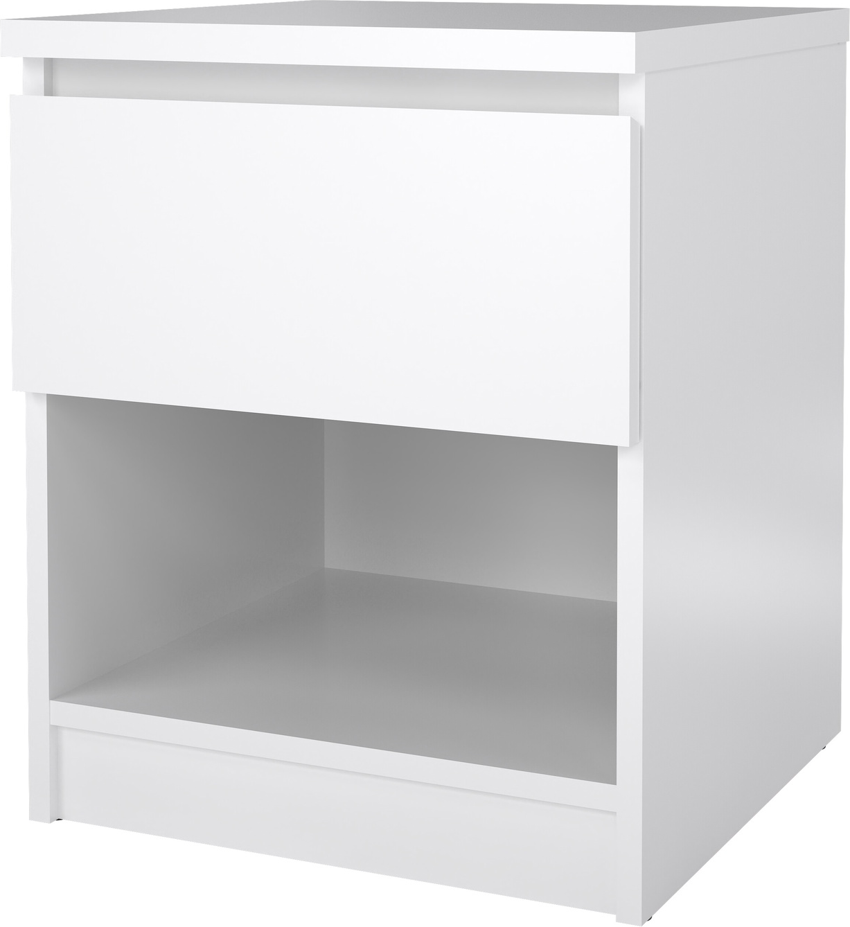 Sengebord natbord Vesterholm Naia, hvid højglans lakeret, FSC-cert., H49,5ÃB40,4ÃD40 cm, skuffe