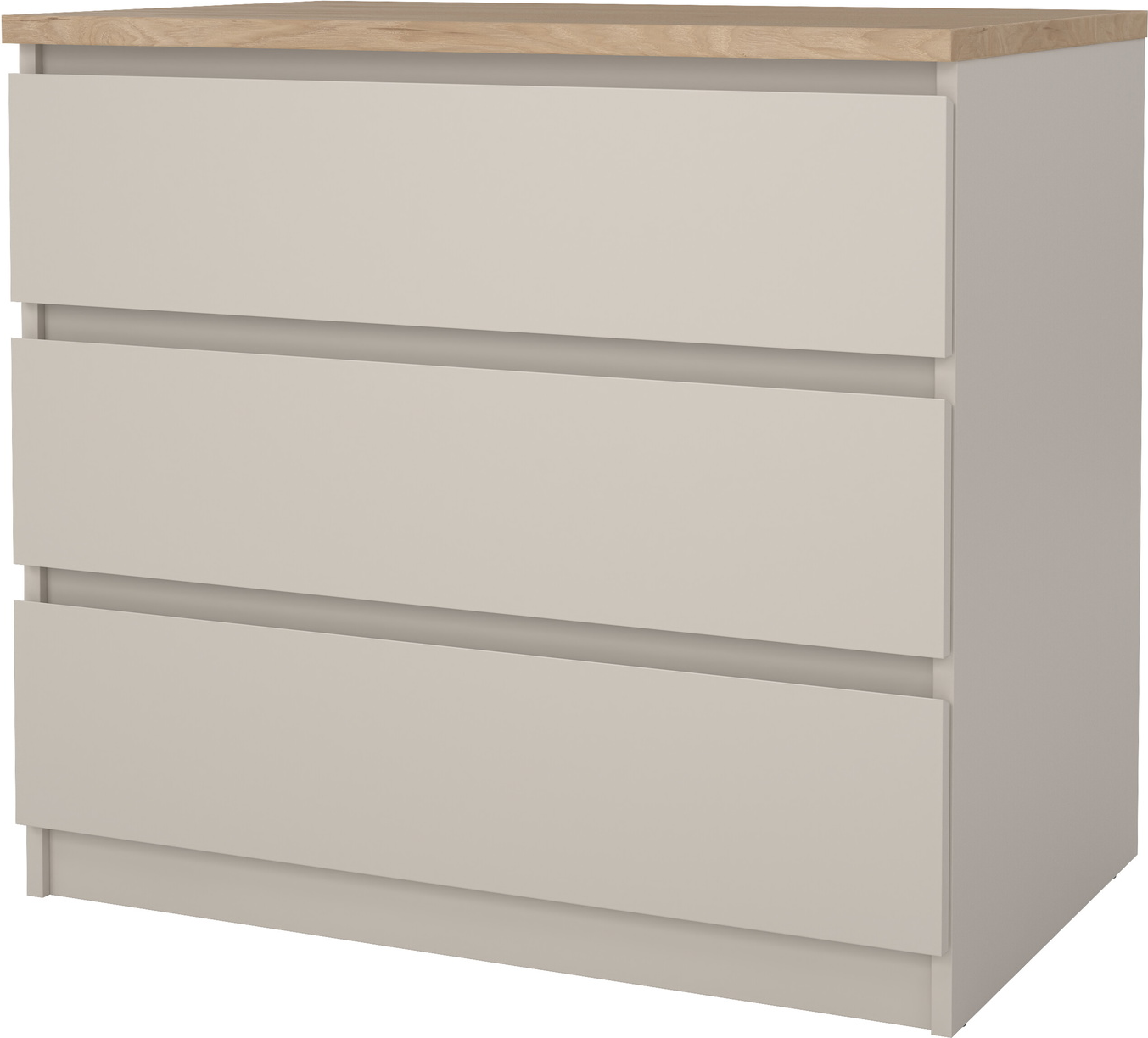 Kommode Vesterholm Naia Kashmir/Jackson Hickory 3 skuffer grebsfrit design H70 x B77 x D50 vægmonteret FSC