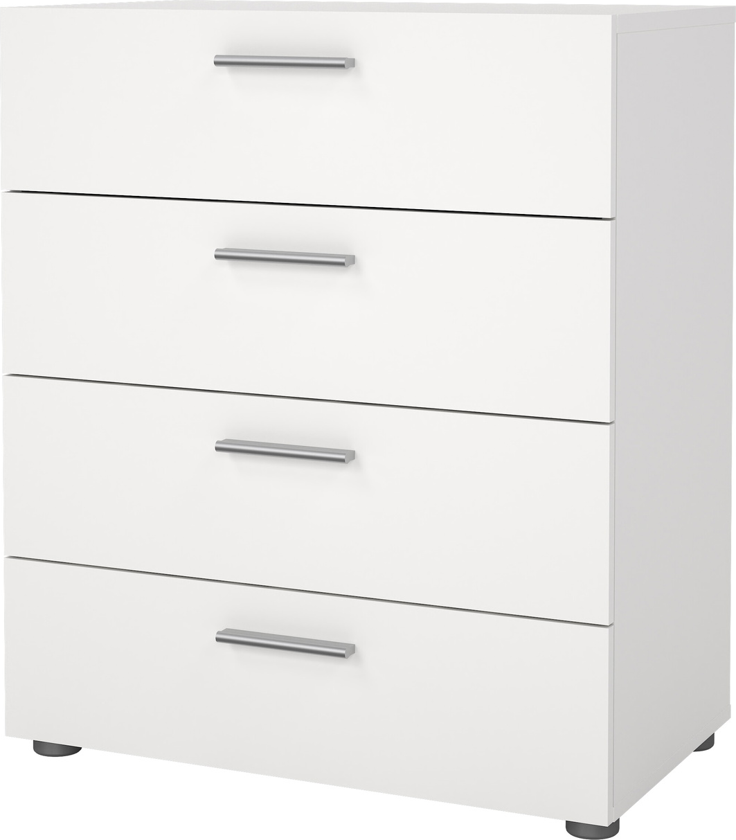 Kommode Vesterholm Pepe, hvid 4 skuffer H82ÃB70ÃD40 cm, folieoverflade, spånplade, FSC-certificeret, justerbare fødder, anti-vælte
