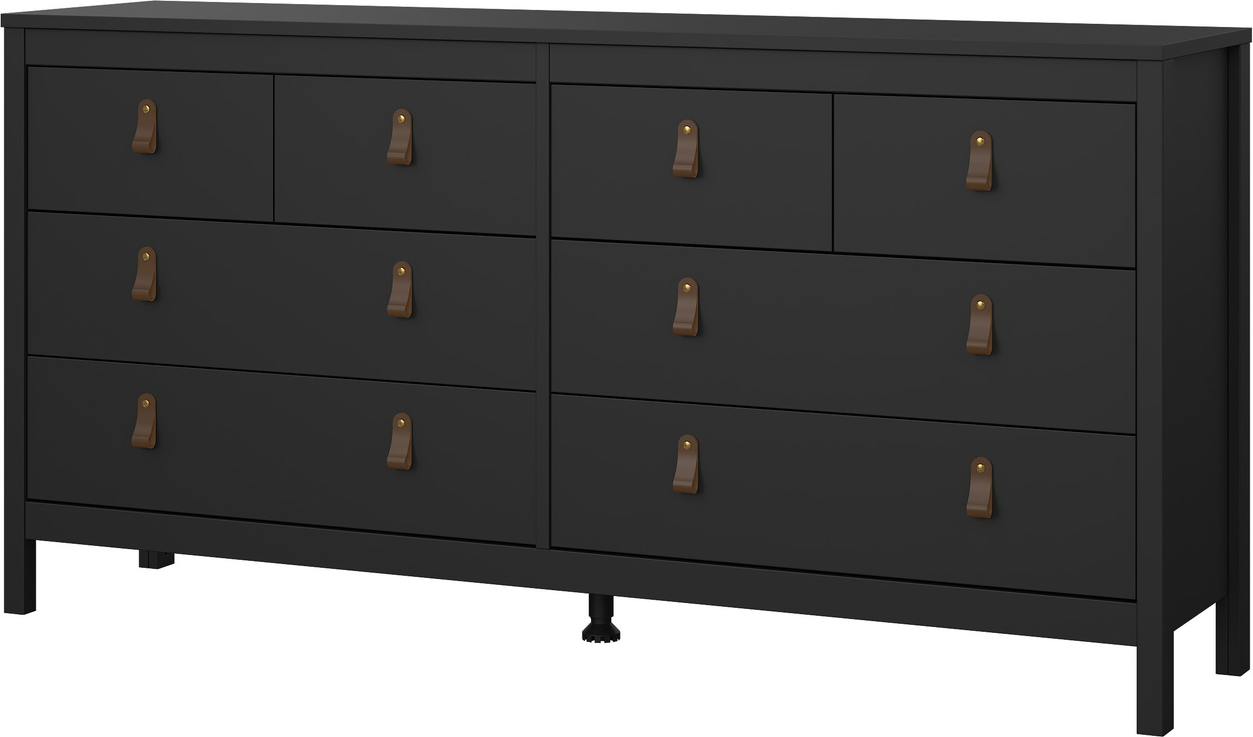 Dobbeltkommode Vesterholm Lunor, mat sort, 8 skuffer, B160 Ã D38 Ã H80 cm, dansk produceret, FSC-certificeret