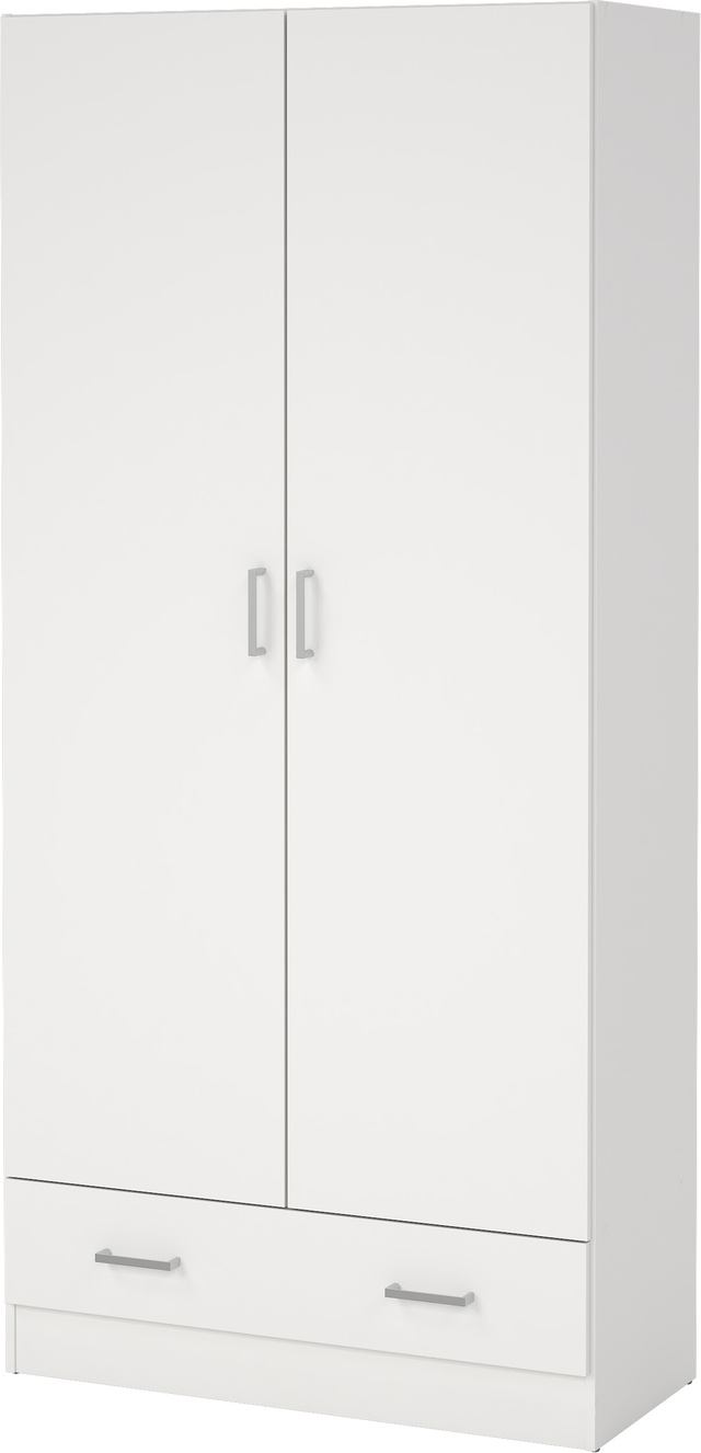 Garderobeskab Vesterholm Space H170xB79xD36 cm, hvid, 2 døre  skuffe, FSC-certificeret