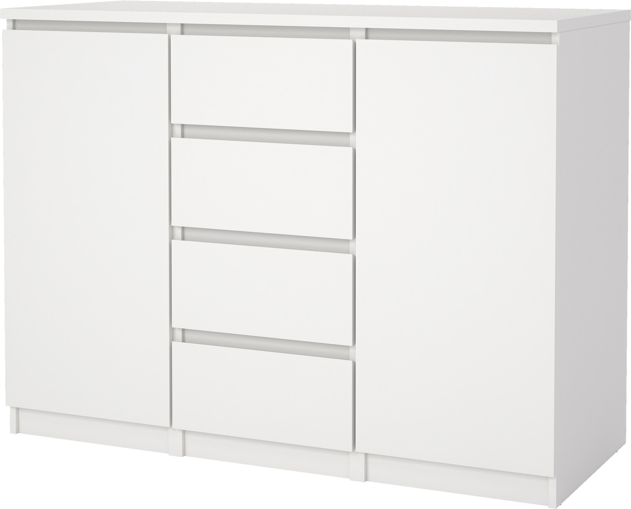 Skænk Vesterholm Naia, hvid, H90,7ÃB120,8ÃD50 cm, 2 låger & 4 skuffer, FSCcertificeret dansk design