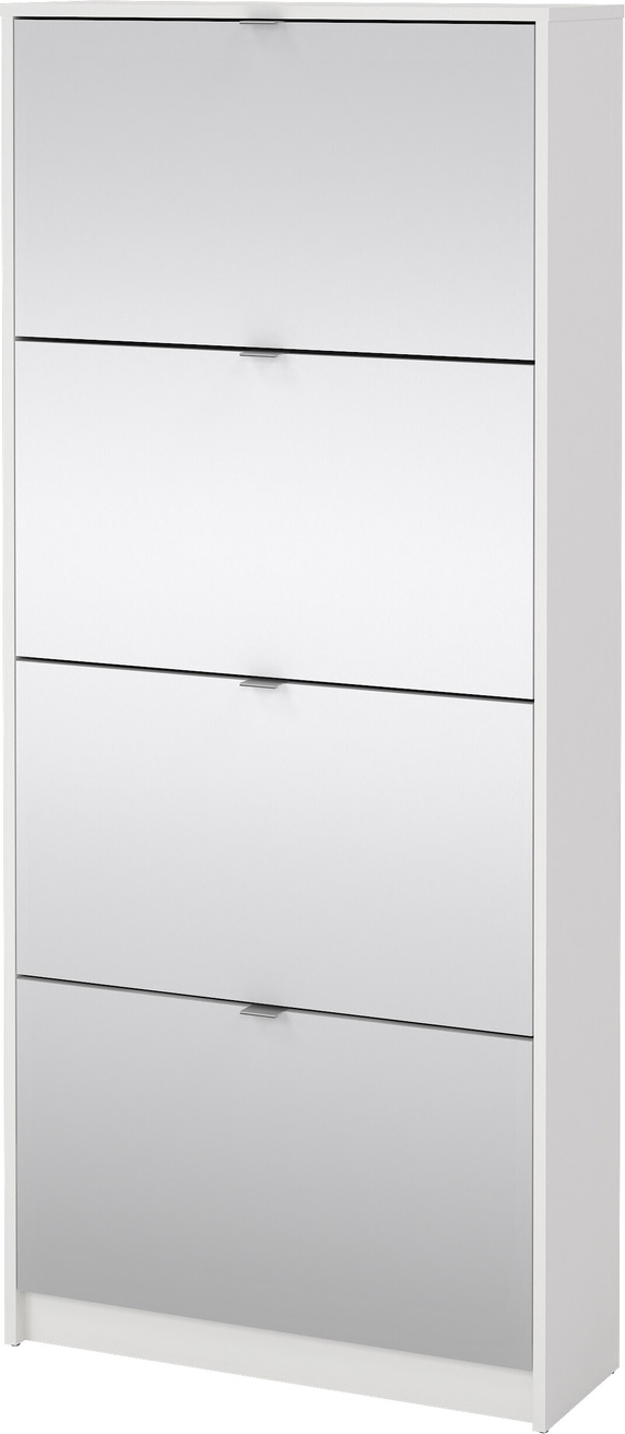 Skoskab Vesterholm Havn, 4 rum m. spejl, hvid, spånplade, H162 x B70 x D24 cm