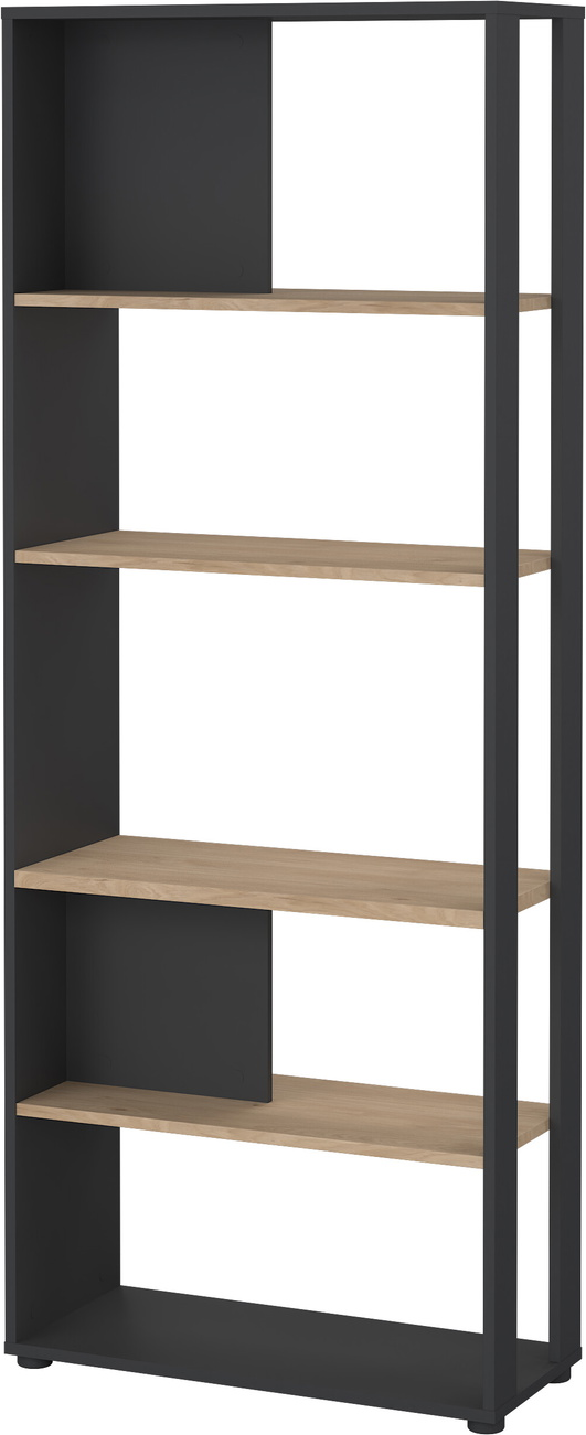 Bogreol Vesterholm Formé, 4 hylder, spånplade, Jackson-hickory matgrå, H205xB80xD34 cm